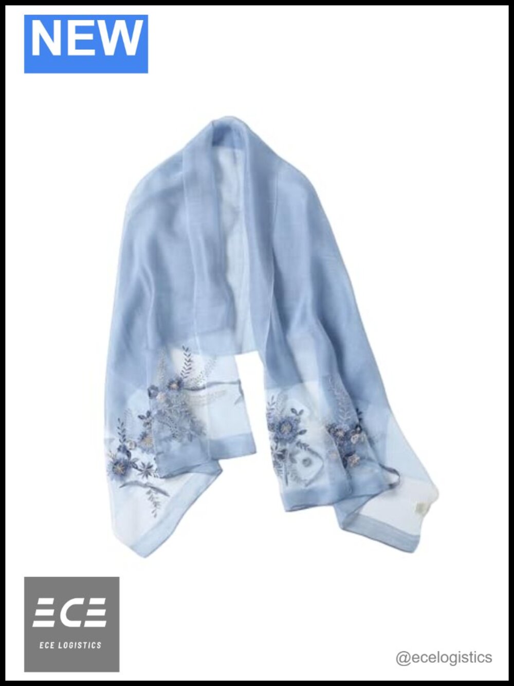 Silk Blend Embroidered Floral Shawl Wrap for Women